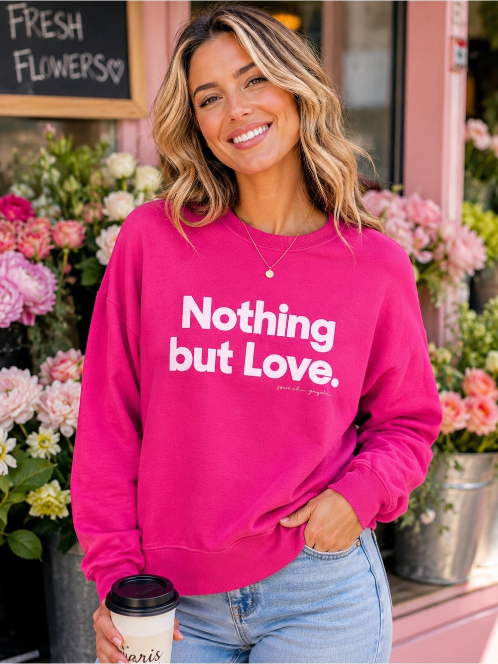 Spiritual Gangster Pink “Nothing But Love” Sweatshirt Size M